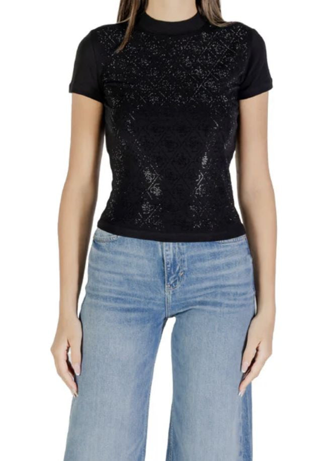 T-shirt donna Guess cropped in jersey black ES26GU09 W4BI26J1314 JBLK
