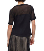 T-shirt donna Liu Jo in jersey e mesh nero ES26LJ05 TA6277 JS923