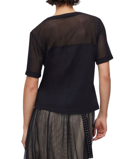 T-shirt donna Liu Jo in jersey e mesh nero ES26LJ05 TA6277 JS923