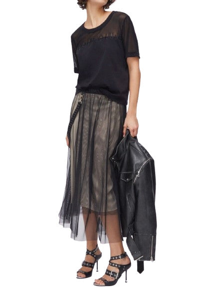 T-shirt donna Liu Jo in jersey e mesh nero ES26LJ05 TA6277 JS923