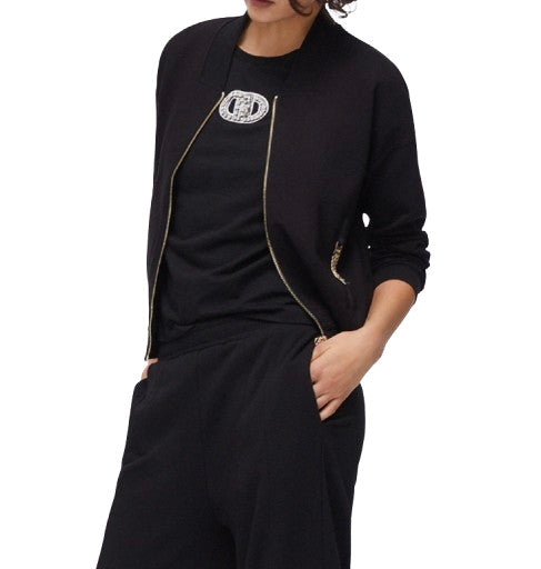 Felpa aperta donna Liu Jo con zip nero ES26LJ06 TA6241 JS182
