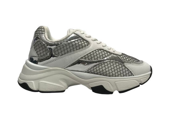 Scarpe Love Moschino sneaker Stardust 60 in pelle argento/ bianco DS26MO02 JA15446G1OIQ890A