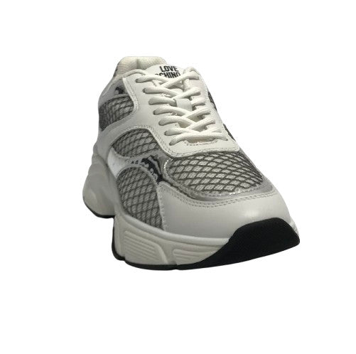 Scarpe Love Moschino sneaker Stardust 60 in pelle argento/ bianco DS26MO02 JA15446G1OIQ890A