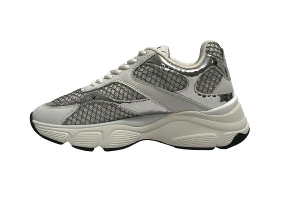 Scarpe Love Moschino sneaker Stardust 60 in pelle argento/ bianco DS26MO02 JA15446G1OIQ890A