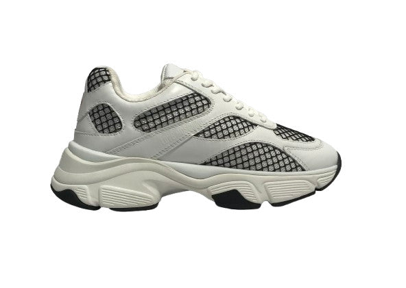 Scarpe Love Moschino sneaker Stardust 60 in pelle bianco/ nero DS26MO04 JA15446G1OIQ610A