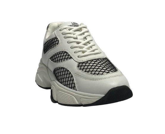 Scarpe Love Moschino sneaker Stardust 60 in pelle bianco/ nero DS26MO04 JA15446G1OIQ610A
