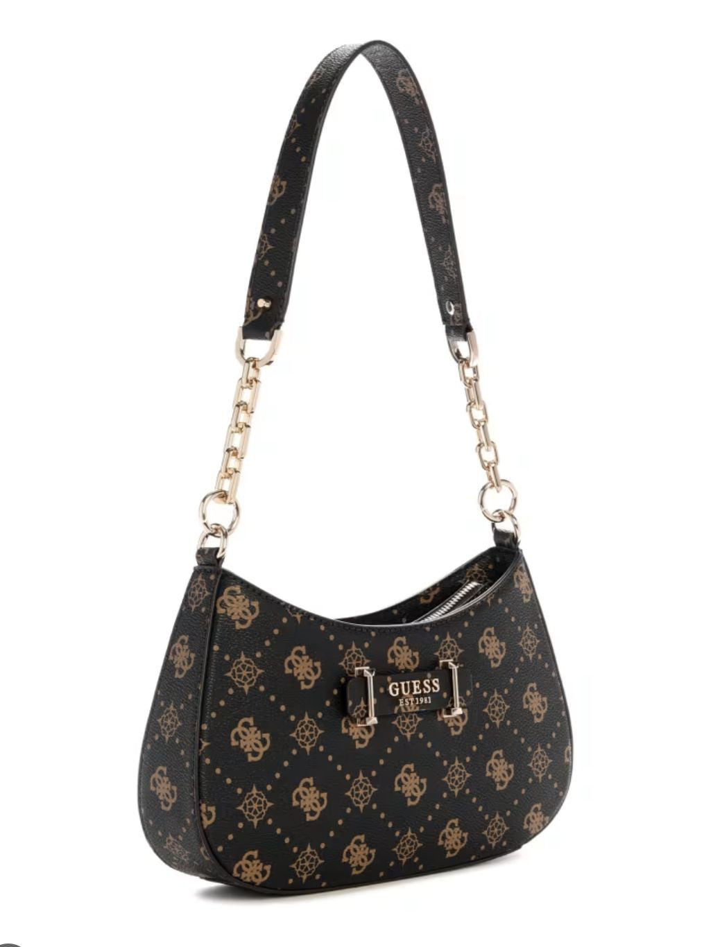 Borsa Guess Carrie top zip shoulder bag espresso logo BS26GU83 SG783308