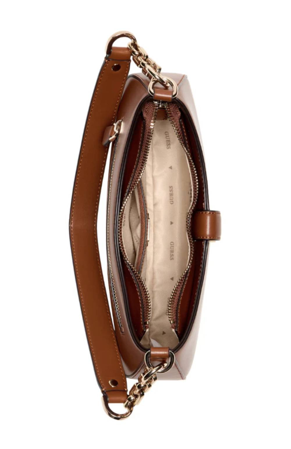 Borsa donna Guess Carrie top zip shoulder bag cognac BS26GU87 VG989618