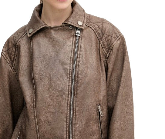 Giacca donna Guess Biker jacket similpelle marrone ES26GU16 W6RL09WH1X0