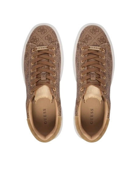Scarpe uomo Guess sneaker Elba 4G logo in pelle ed ecopelle beige/brown US26GU07 FMPELAFAL12