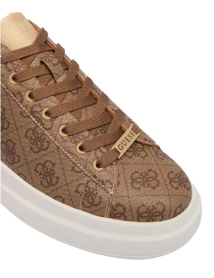 Scarpe uomo Guess sneaker Elba 4G logo in pelle ed ecopelle beige/brown US26GU07 FMPELAFAL12