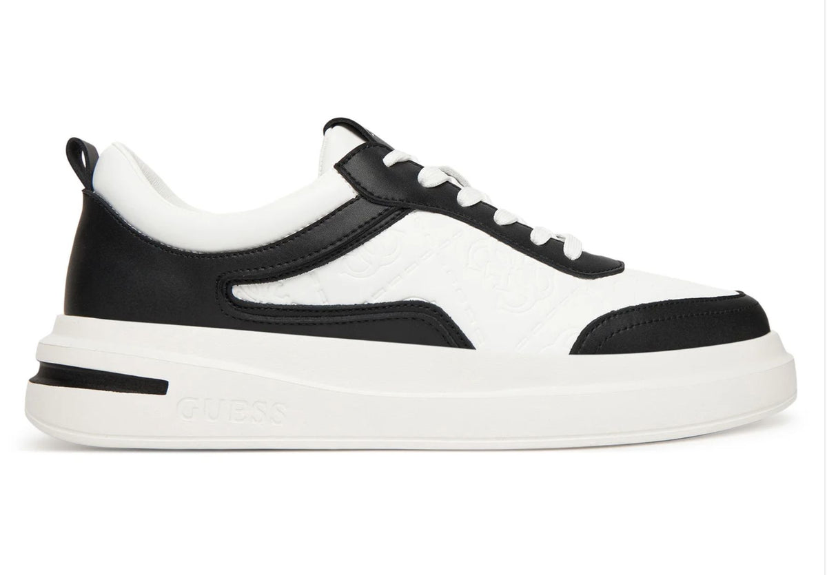 Scarpe uomo Guess sneaker Elbano logo in pelle ed ecopelle white/black US26GU04 FMFONAELL12