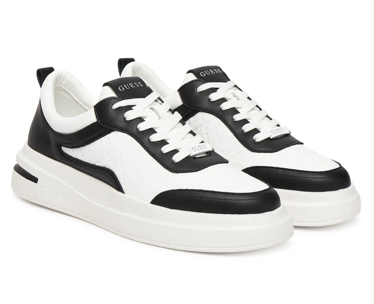 Scarpe uomo Guess sneaker Elbano logo in pelle ed ecopelle white/black US26GU04 FMFONAELL12