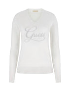 Maglione donna Guess con strass logo white ES26GU32 W6RR50Z2NQ2
