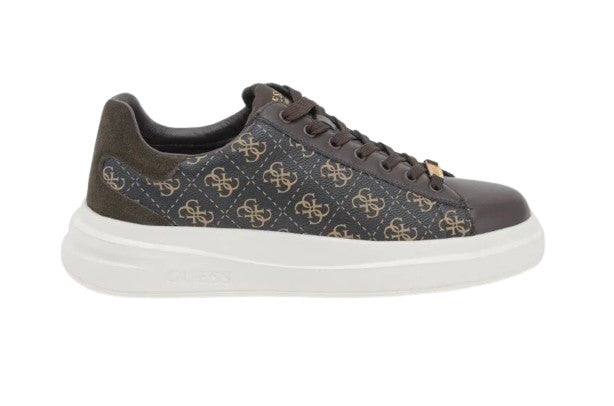 Scarpe uomo Guess sneaker Elba 4G logo in pelle brown ocre US26GU09 FMPVIBFAL12
