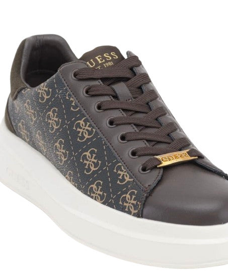 Scarpe uomo Guess sneaker Elba 4G logo in pelle brown ocre US26GU09 FMPVIBFAL12