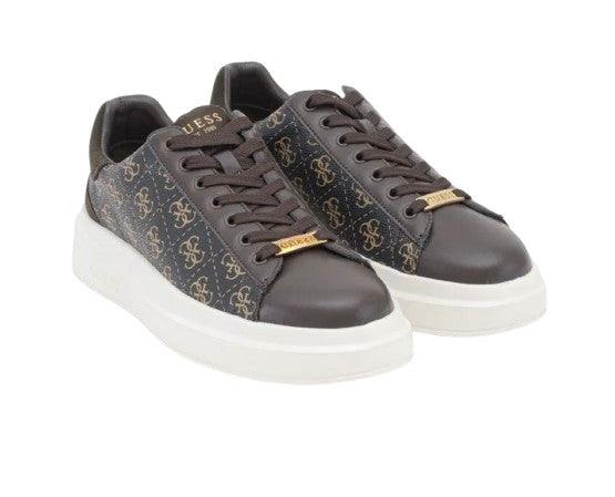Scarpe uomo Guess sneaker Elba 4G logo in pelle brown ocre US26GU09 FMPVIBFAL12