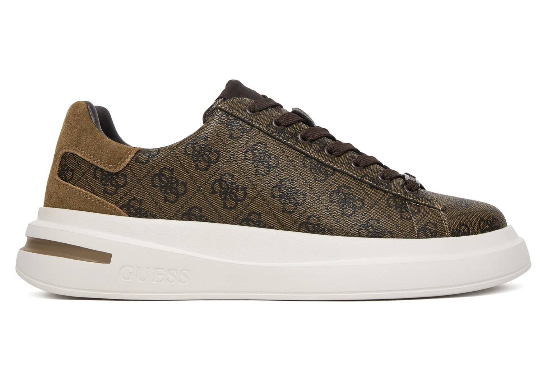 Scarpe uomo Guess sneaker Elba 4G logo in pelle ed ecopelle brown US26GU10 FMPELAFAL12