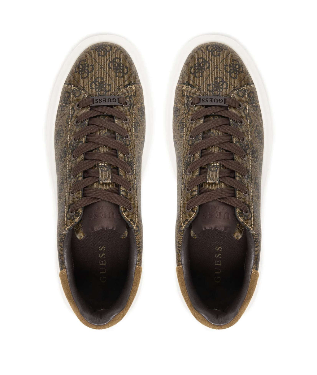 Scarpe uomo Guess sneaker Elba 4G logo in pelle ed ecopelle brown US26GU10 FMPELAFAL12