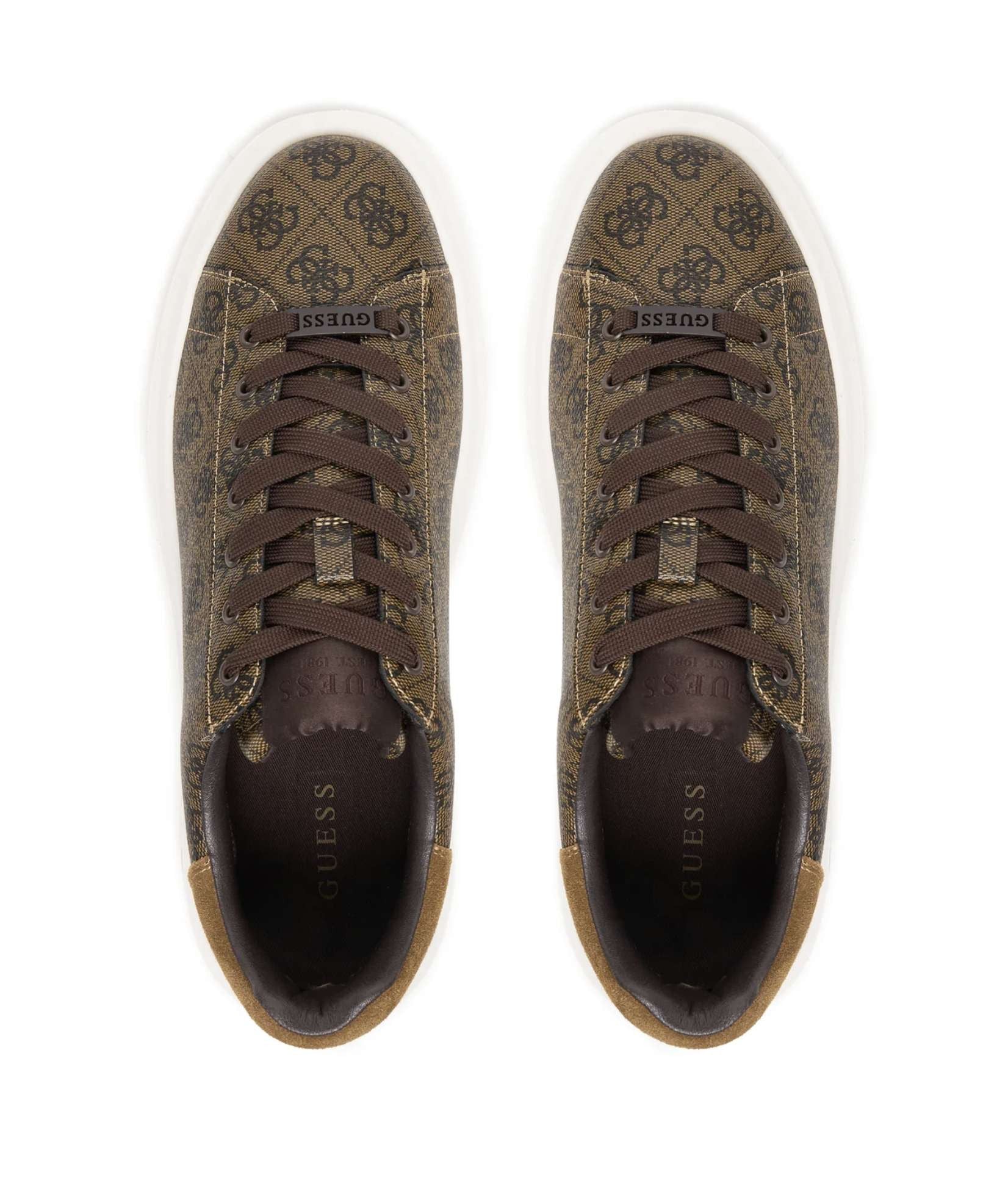Scarpe uomo Guess sneaker Elba 4G logo in pelle ed ecopelle brown US26GU10 FMPELAFAL12