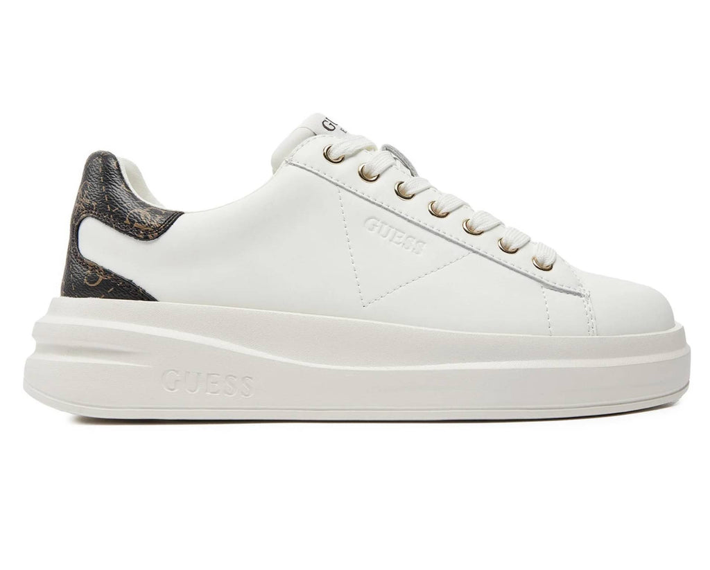 Scarpe donna Guess sneaker Elbina in pelle/ ecopelle white/ brown DS26GU07 FLJELBFAL12
