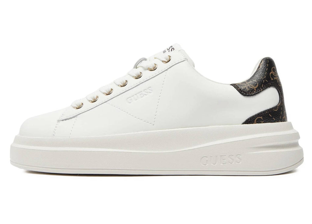 Scarpe donna Guess sneaker Elbina in pelle/ ecopelle white/ brown DS26GU07 FLJELBFAL12