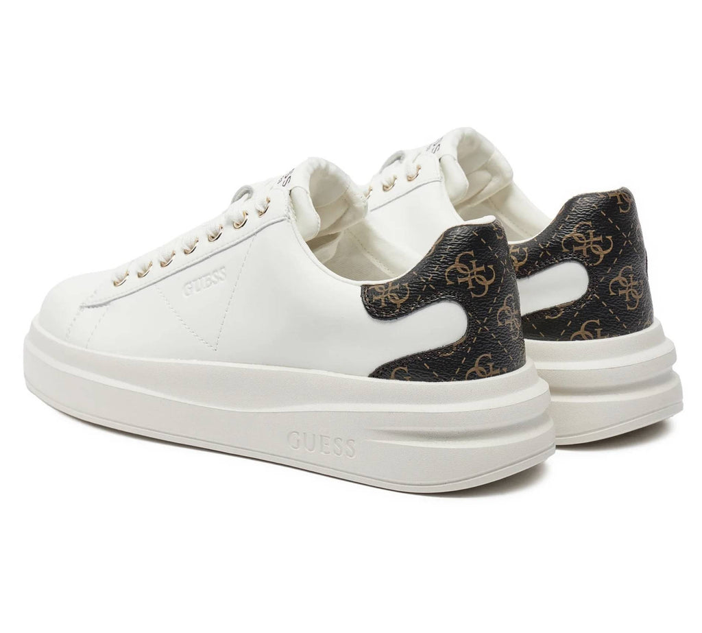 Scarpe donna Guess sneaker Elbina in pelle/ ecopelle white/ brown DS26GU07 FLJELBFAL12