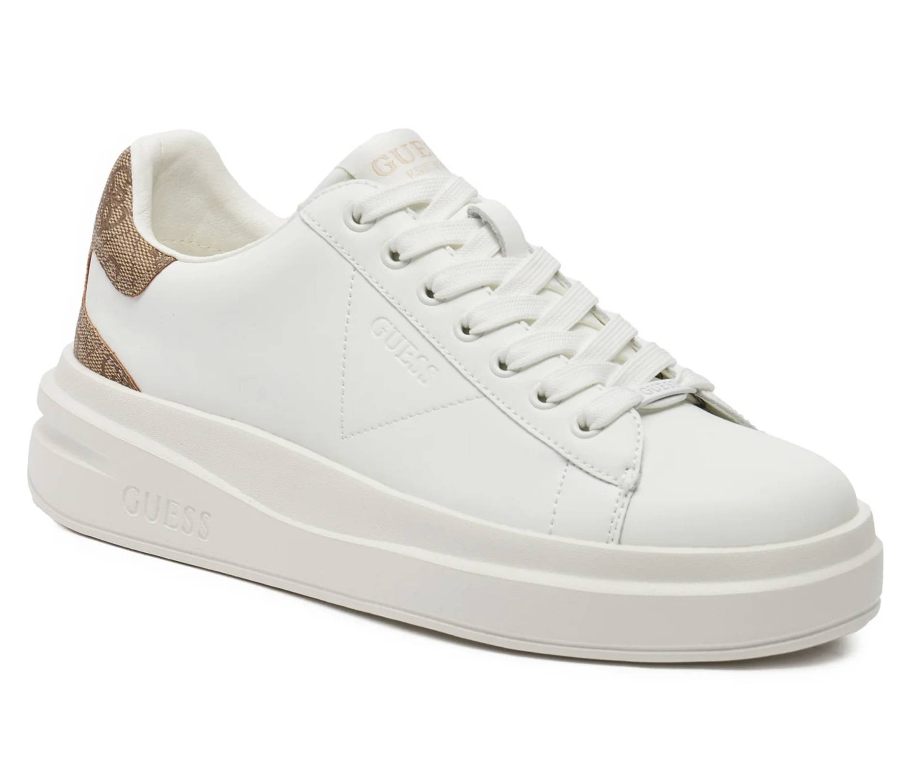 Scarpe  Guess sneaker Elbina in pelle white/ beige DS26GU08 FLJELBFAL12
