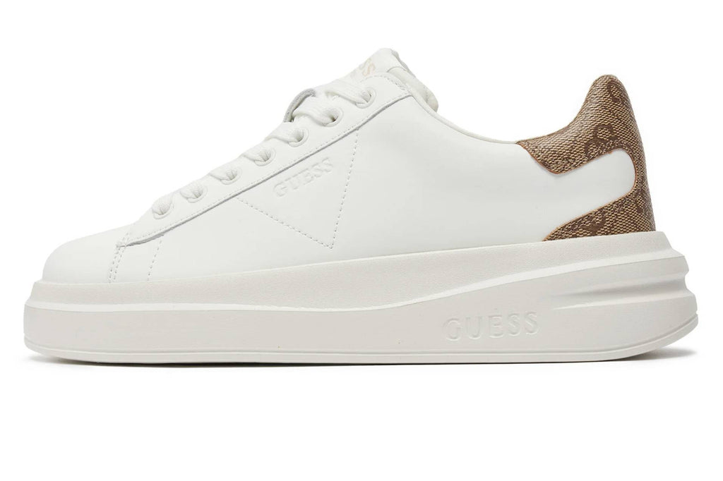 Scarpe  Guess sneaker Elbina in pelle white/ beige DS26GU08 FLJELBFAL12