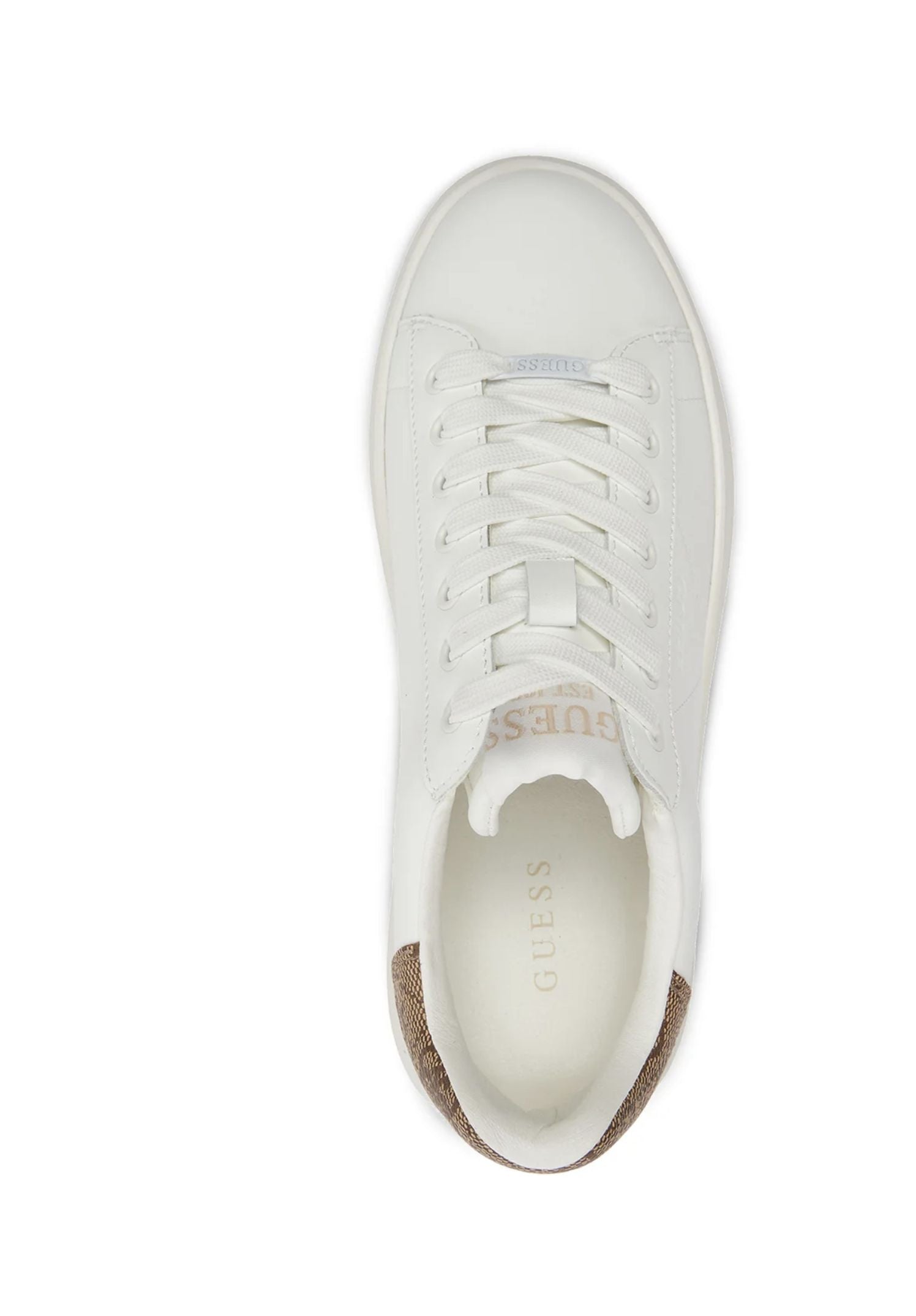 Scarpe  Guess sneaker Elbina in pelle white/ beige DS26GU08 FLJELBFAL12