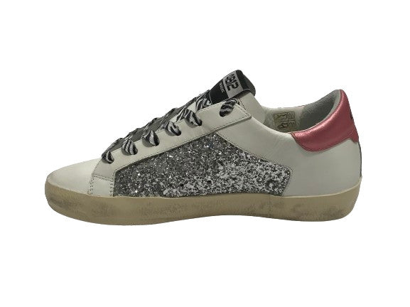 Scarpe donna 4B12 sneaker in pelle rosa/ glitter D25QB06 SUPRIME-DBS269