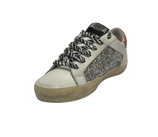 Scarpe donna 4B12 sneaker in pelle rosa/ glitter D25QB06 SUPRIME-DBS269