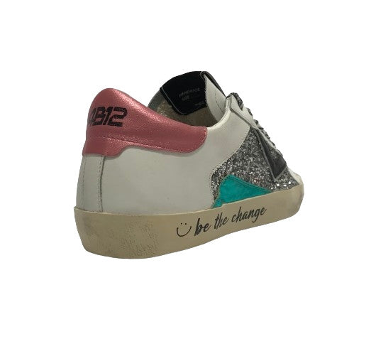 Scarpe donna 4B12 sneaker in pelle rosa/ glitter D25QB06 SUPRIME-DBS269