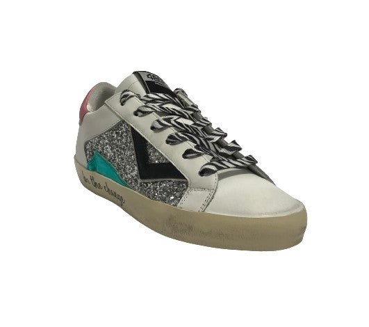 Scarpe donna 4B12 sneaker in pelle rosa/ glitter D25QB06 SUPRIME-DBS269