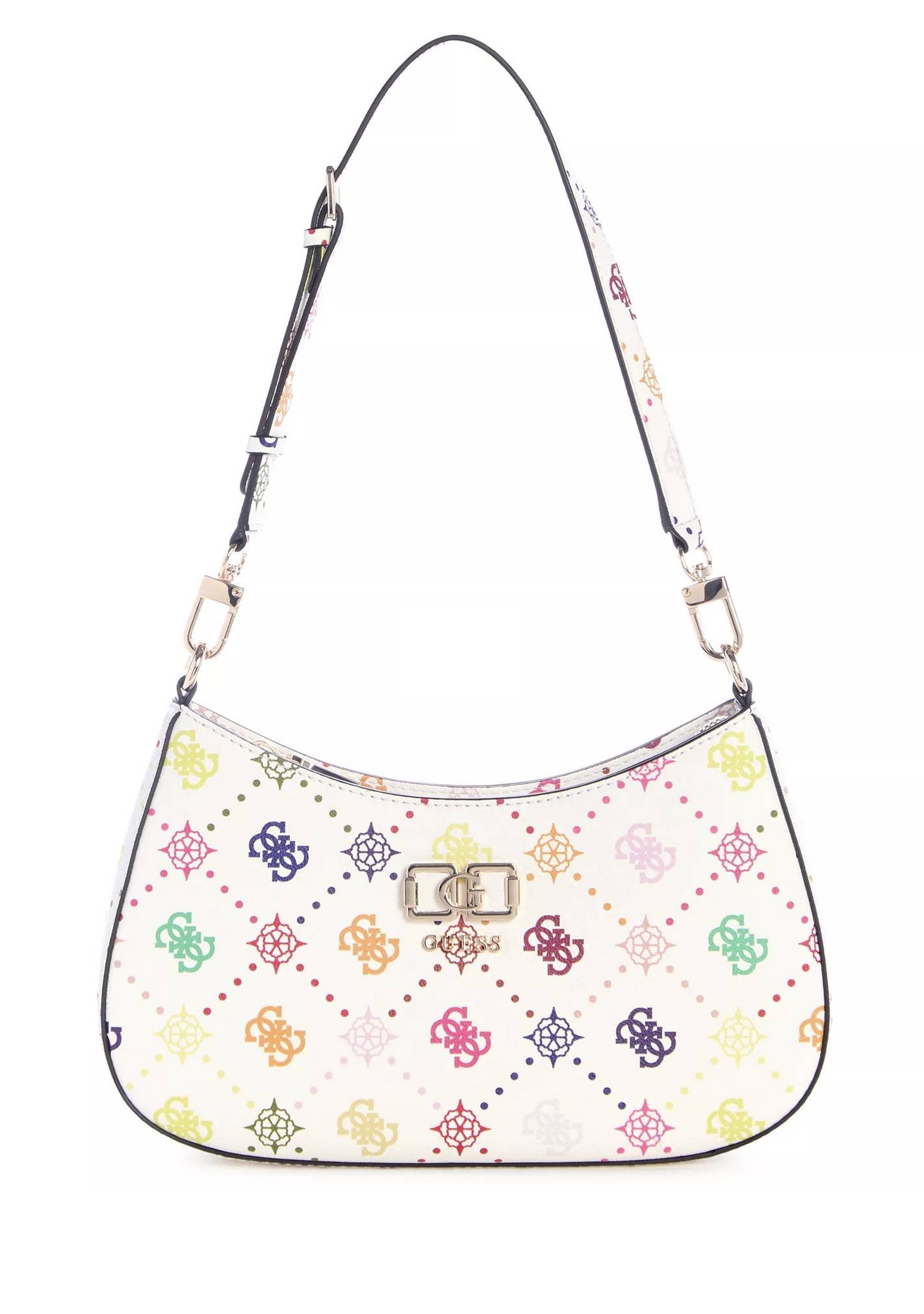 Borsa donna Guess Emelie top zip shoulder bag white multi logo BS26GU113 GM992818