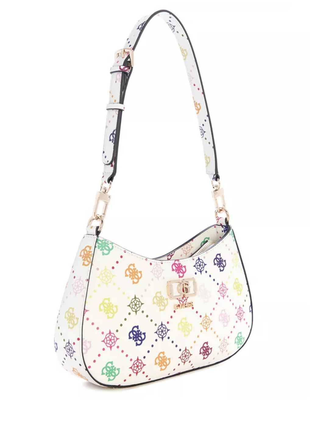 Borsa donna Guess Emelie top zip shoulder bag white multi logo BS26GU113 GM992818