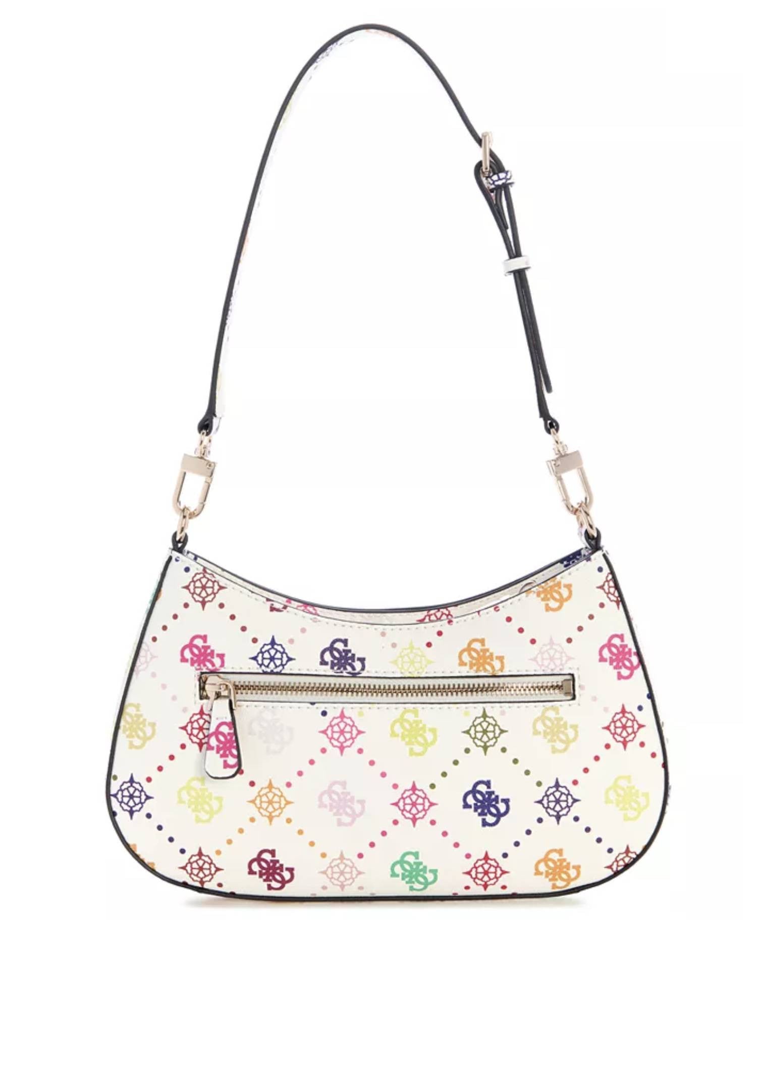 Borsa donna Guess Emelie top zip shoulder bag white multi logo BS26GU113 GM992818