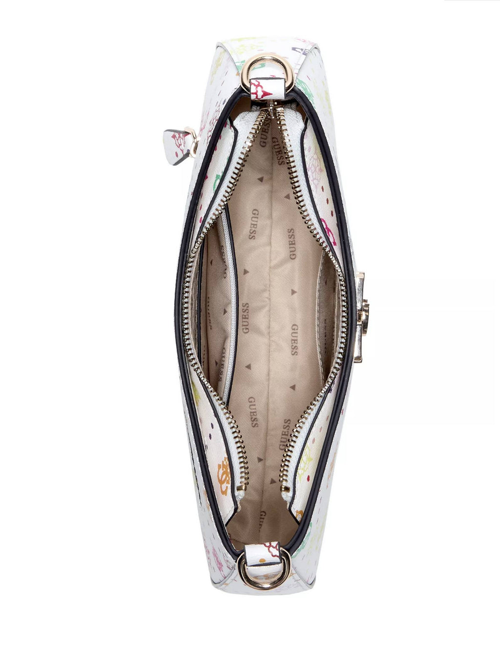 Borsa donna Guess Emelie top zip shoulder bag white multi logo BS26GU113 GM992818