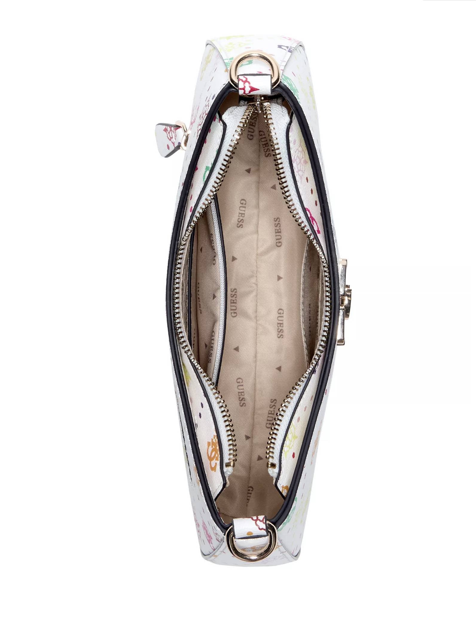 Borsa donna Guess Emelie top zip shoulder bag white multi logo BS26GU113 GM992818