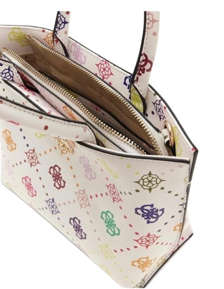 Borsa donna Guess Emelie logo mini white multi logo BS26GU118 GM992875