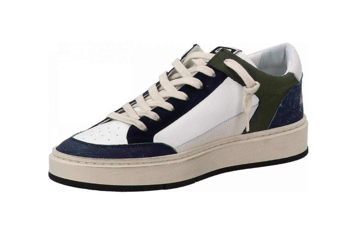 Scarpe uomo 4B12 sneakers in pelle bianco/ verde/ grigio US25QB13 KYLE-U916