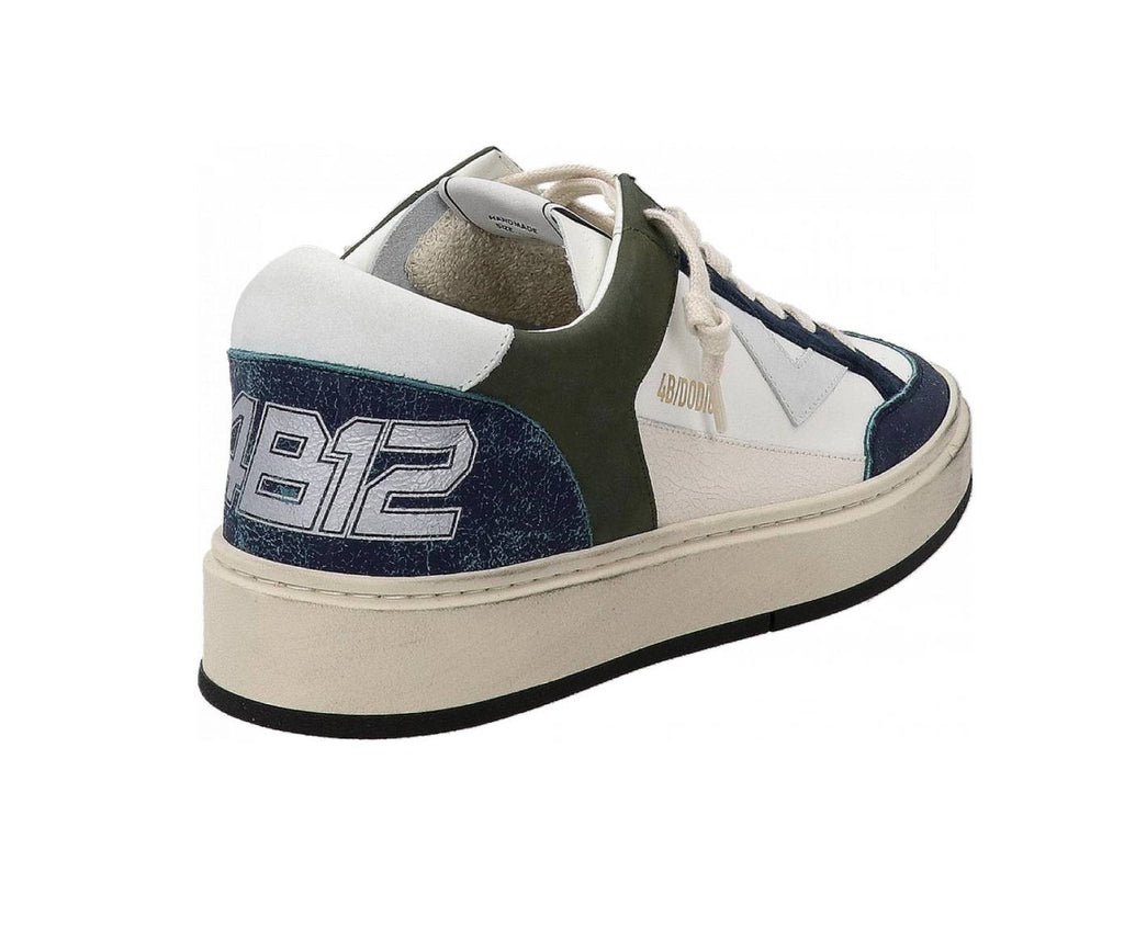 Scarpe uomo 4B12 sneakers in pelle bianco/ verde/ grigio US25QB13 KYLE-U916