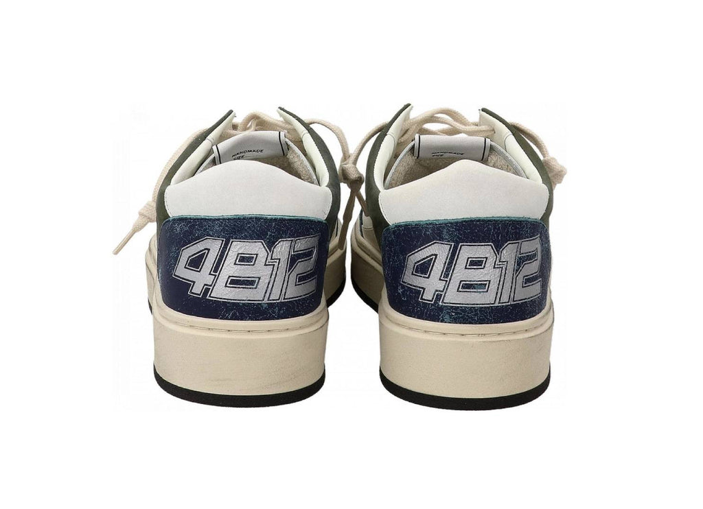 Scarpe uomo 4B12 sneakers in pelle bianco/ verde/ grigio US25QB13 KYLE-U916