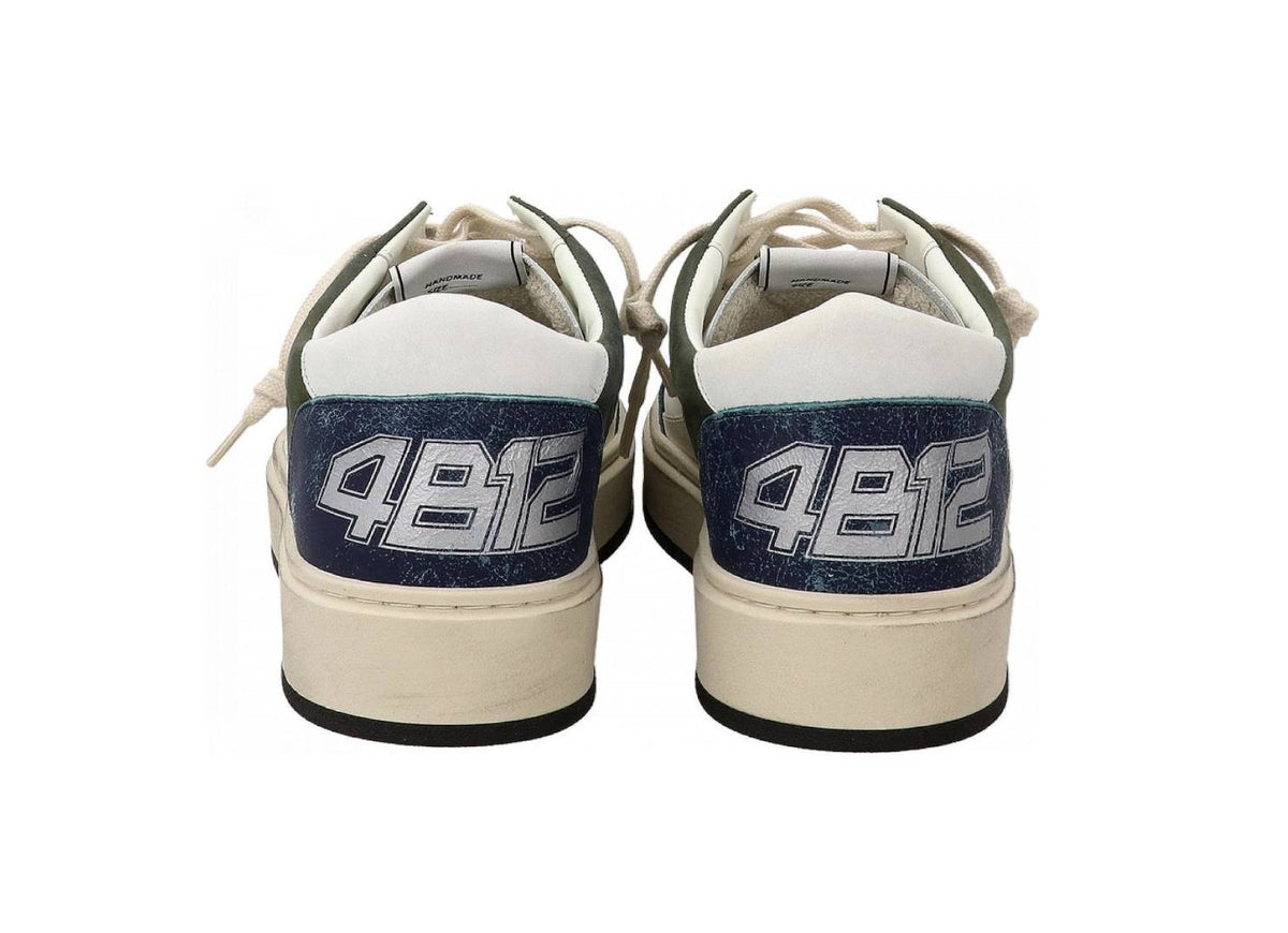 Scarpe uomo 4B12 sneakers in pelle bianco/ verde/ grigio US25QB13 KYLE-U916