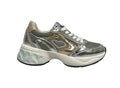 Scarpe Love Moschino sneaker Crystal60 in pelle/ mesh argento/ platino/ beige DS25MO01 JA15296G1MIQG90A