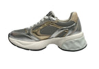 Scarpe Love Moschino sneaker Crystal60 in pelle/ mesh argento/ platino/ beige DS25MO01 JA15296G1MIQG90A