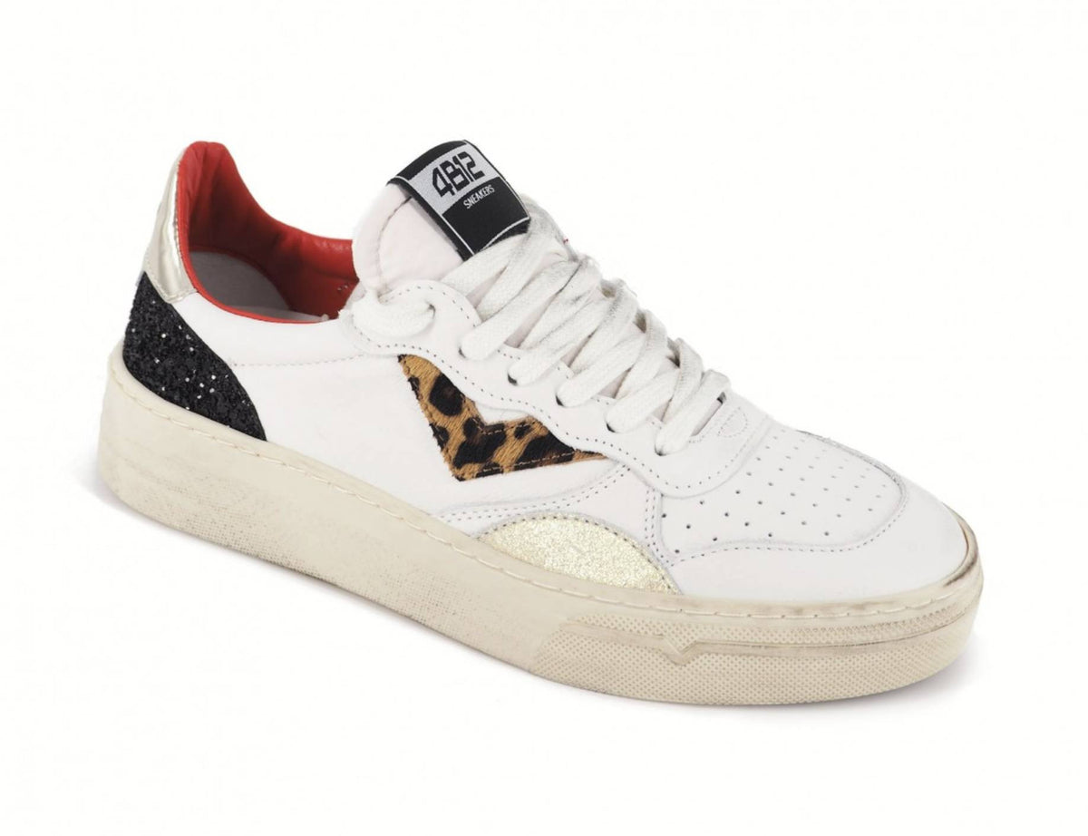 Sneaker donna 4B12 bianco/ animalier DS25QB13 HYPER-D110