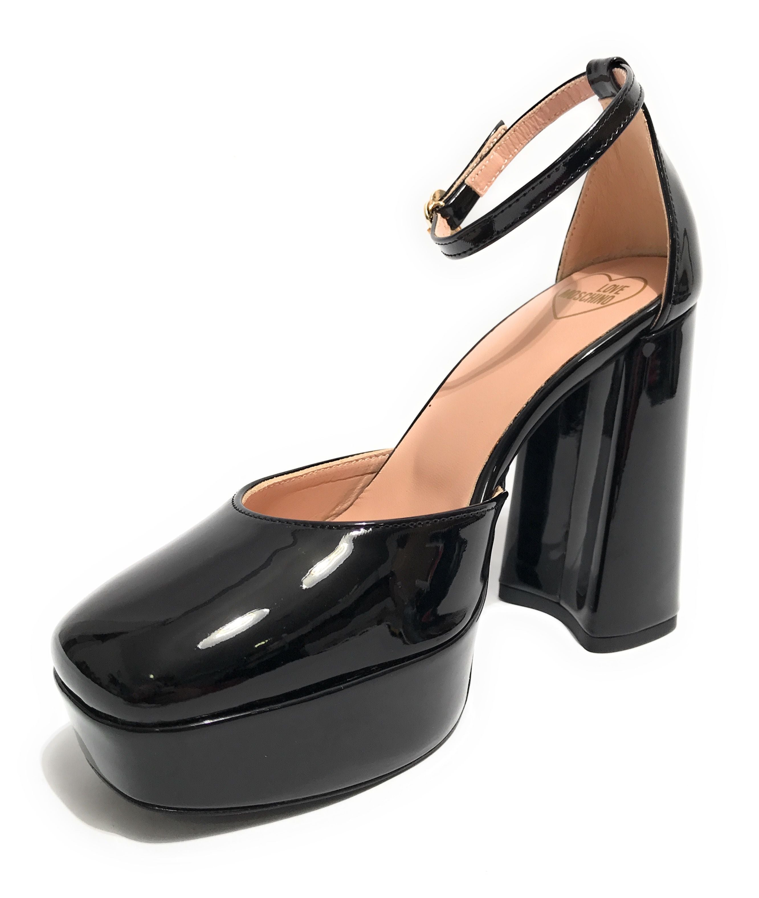 Scarpe donna Love Moschino sandalo plateau TC 115 vernice nero DS25MO11 JA1028