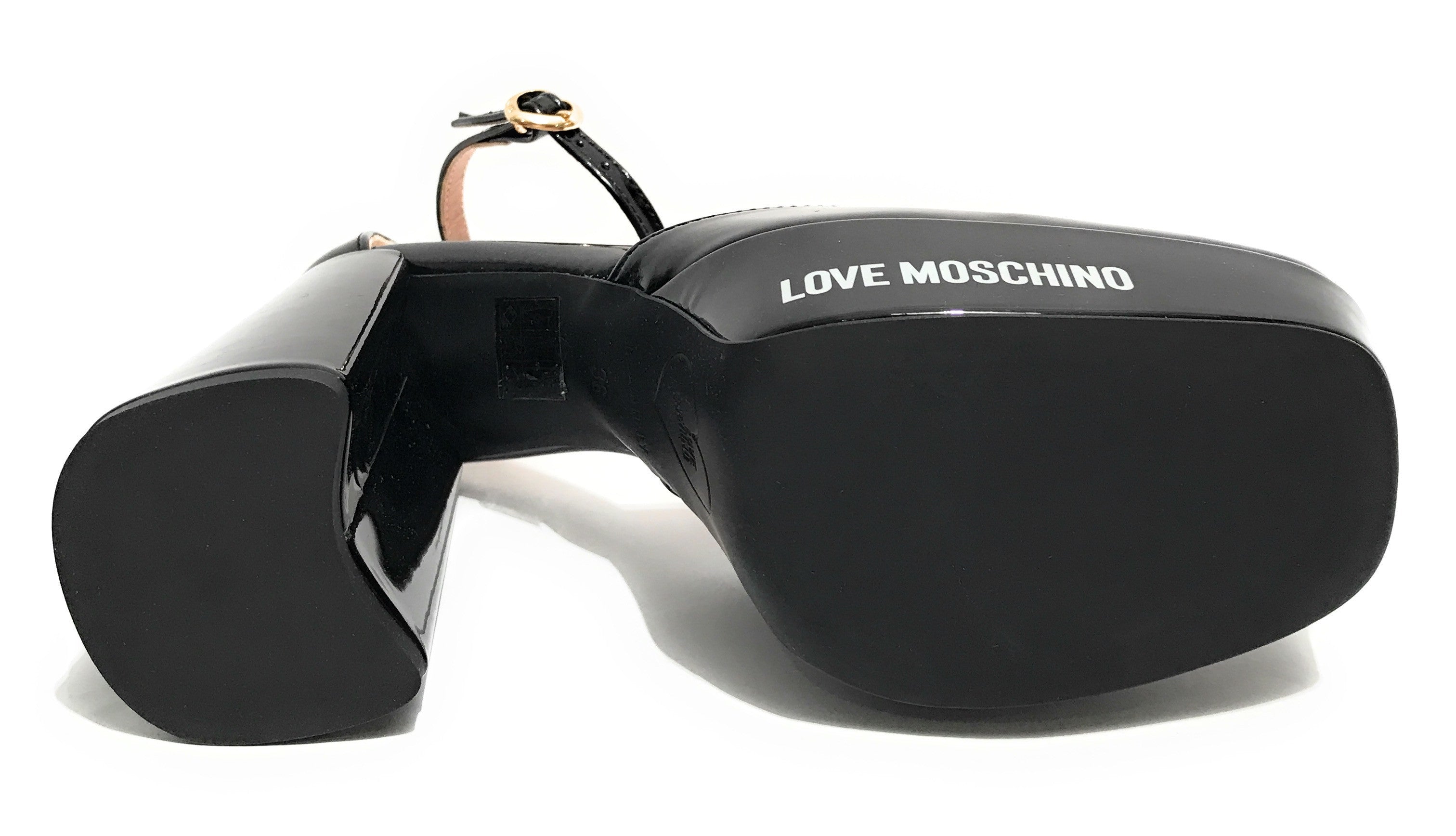 Scarpe donna Love Moschino sandalo plateau TC 115 vernice nero DS25MO11 JA1028