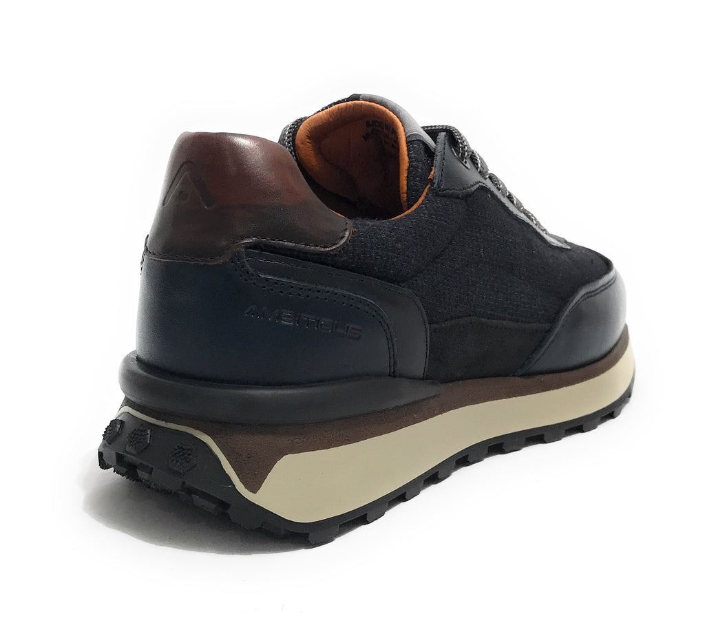 Scarpe uomo Ambitious sneaker pelle e tessuto navy U25AM22 13689-6553AM